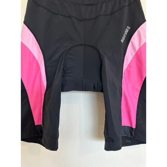 Nooyme Women's Bike Short Cycling Short Size Large 6 inch Padded Black and Pink - Picture 2 of 11